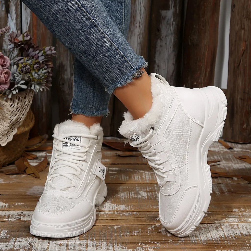 High-Top Platform Chunky Sneaker Boots with Lace-Up