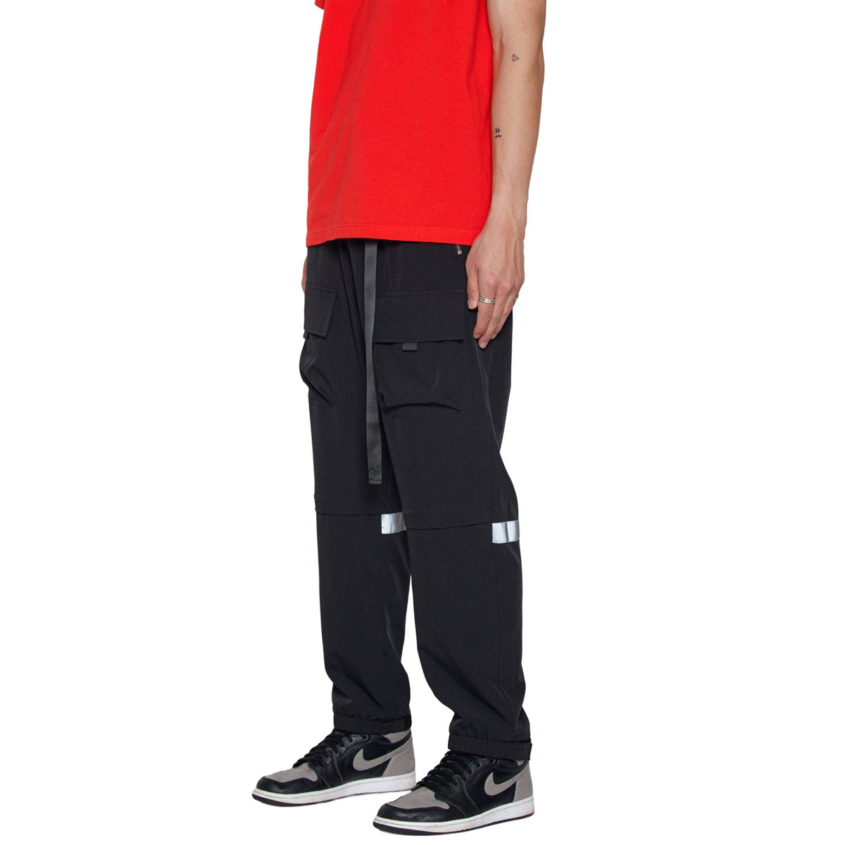 Men's Reflective Wind Cargo Pants in Black - Konus Brand