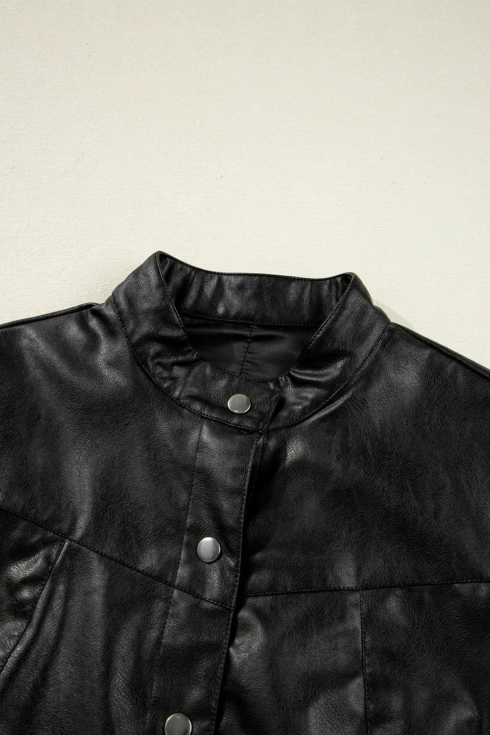 Black Faux Leather Boxy Jacket