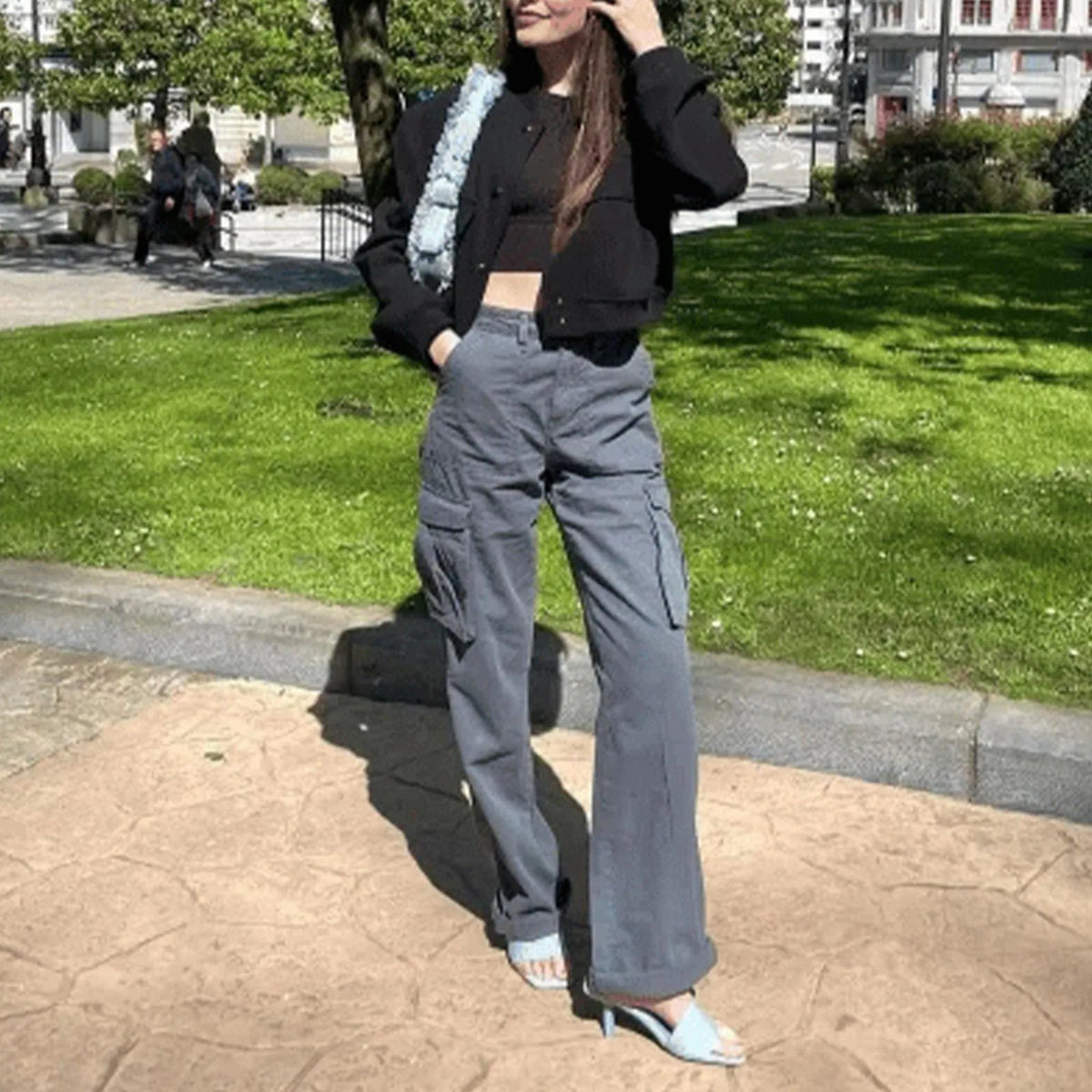 Baggy Wide-Leg Cargo Pants – Women's