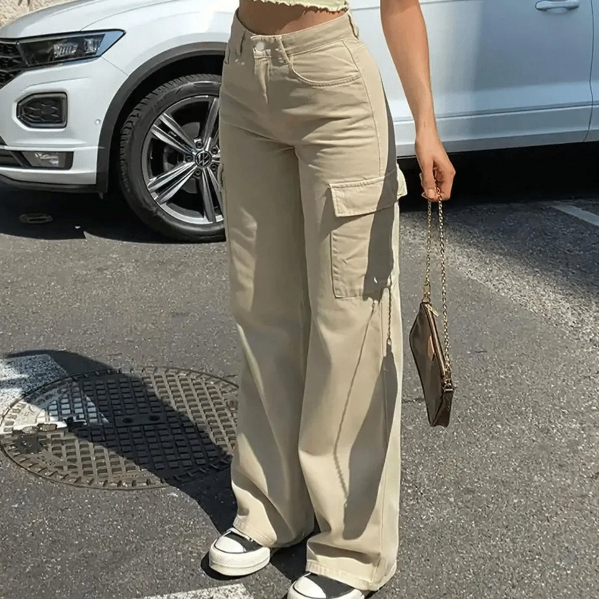 Baggy Wide-Leg Cargo Pants – Women's