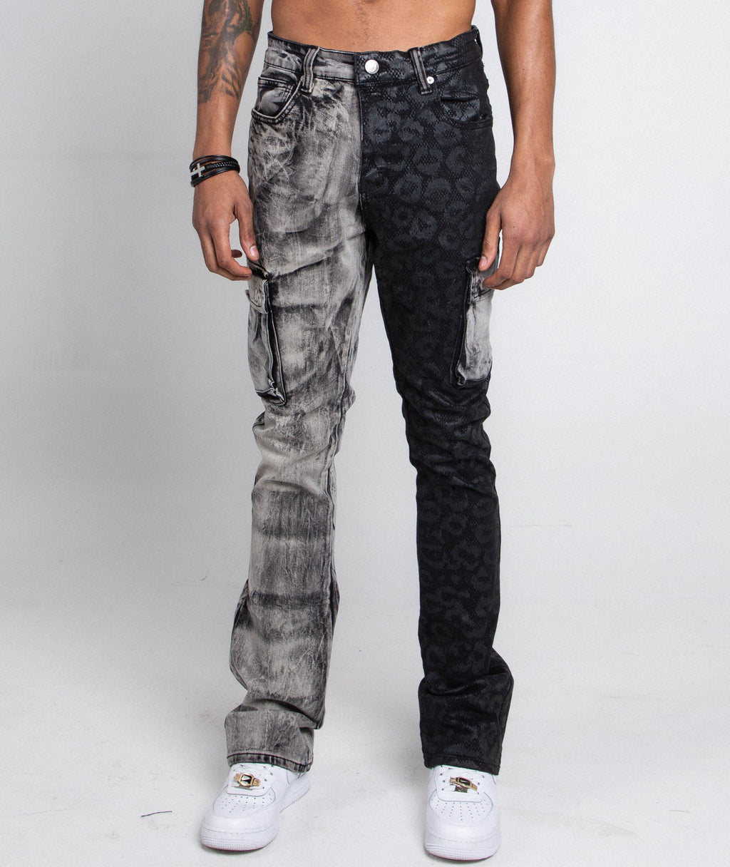 AJ33SK-2 BLACK LACE STACKED JEANS