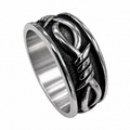Wide Barbed Wire Men's Oxidized 7.9mm Band Ring – Stainless Steel