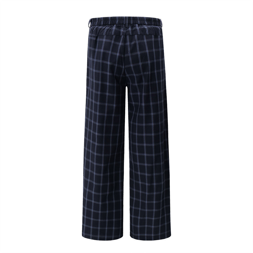 Retro Plaid Wide-Leg Pants – Men's
