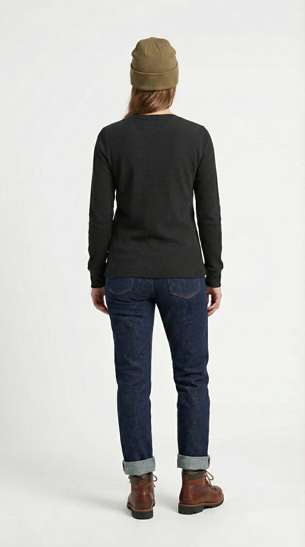 Heavyweight Waffle Knit Thermal Crewneck – Black
