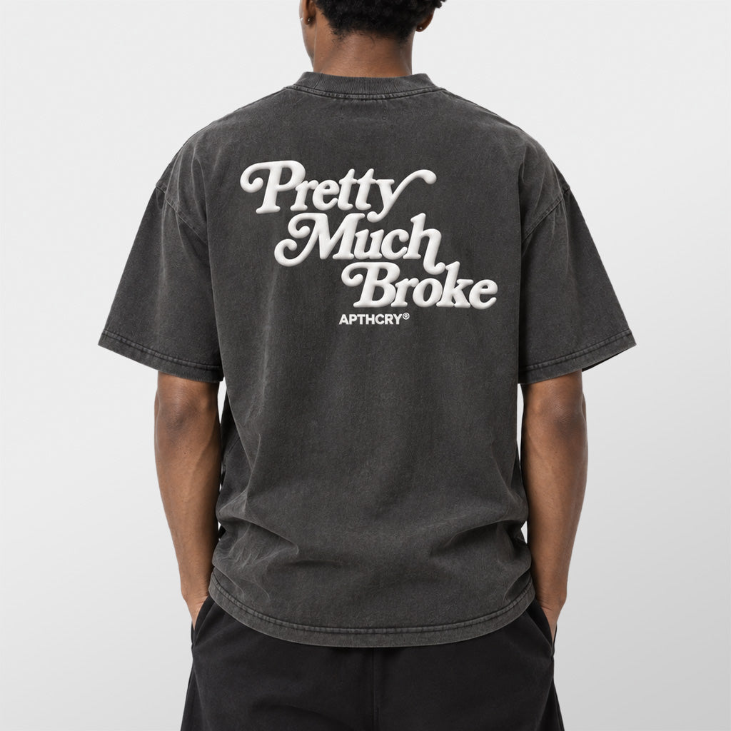 Pretty Much Broke® Puff Print Tee - Vintage Black w/ White