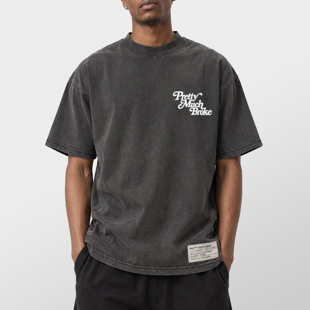 Pretty Much Broke® Puff Print Tee - Vintage Black w/ White