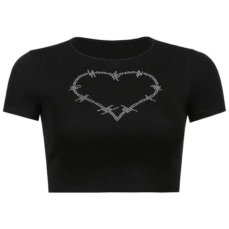 Rhinestone Spider Y2K Crop Tee – Women's