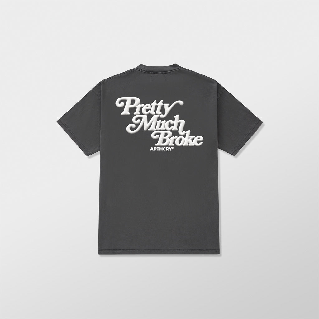Pretty Much Broke® Puff Print Tee - Vintage Black w/ White