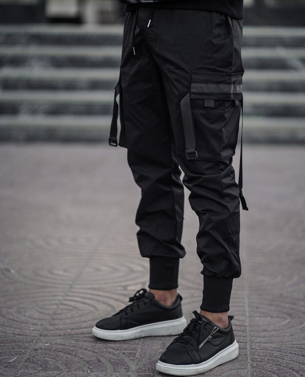 Techwear Strap Joggers – Matte Black