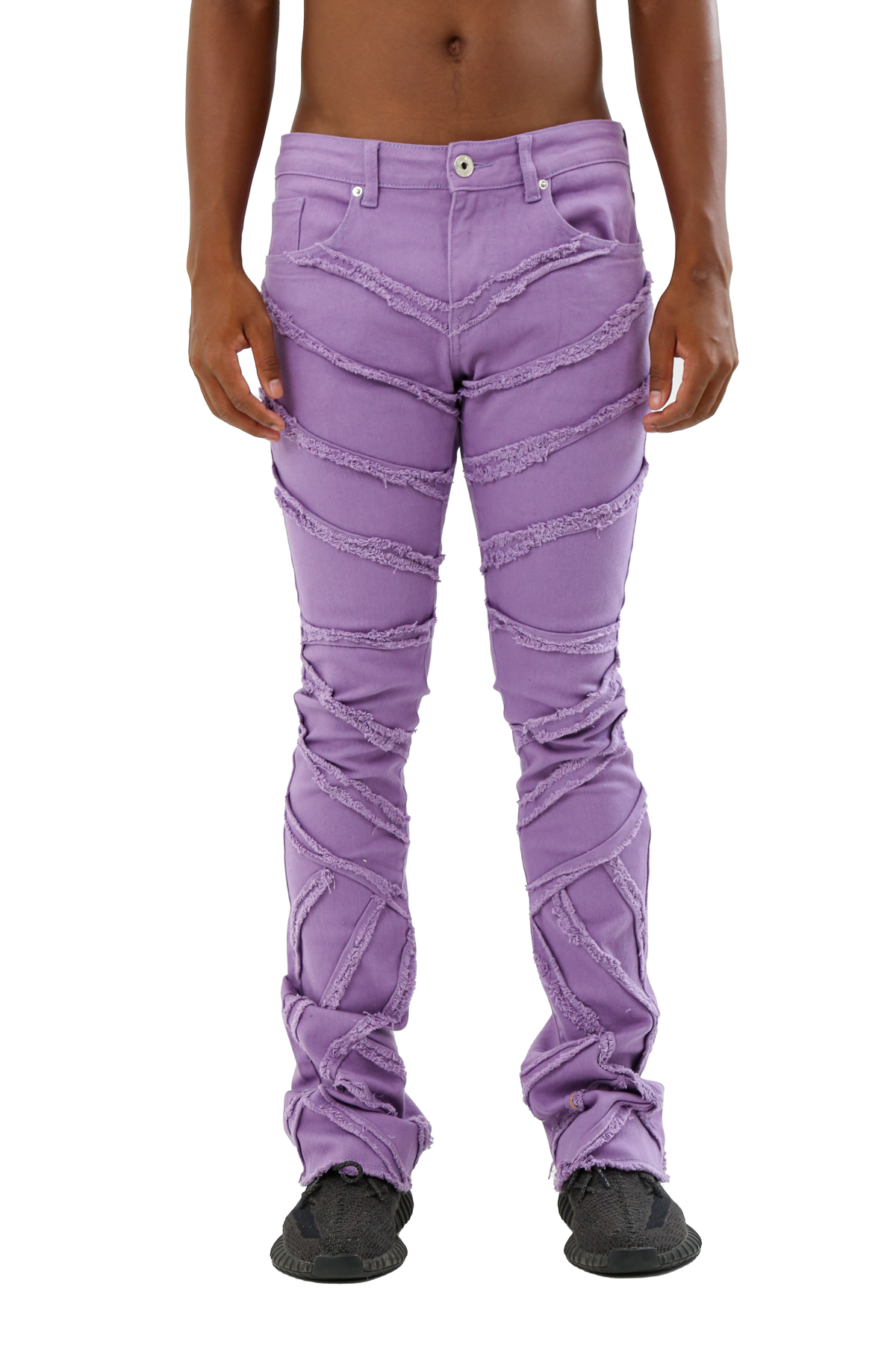 AJS410 SHREDDED STACKED JEANS