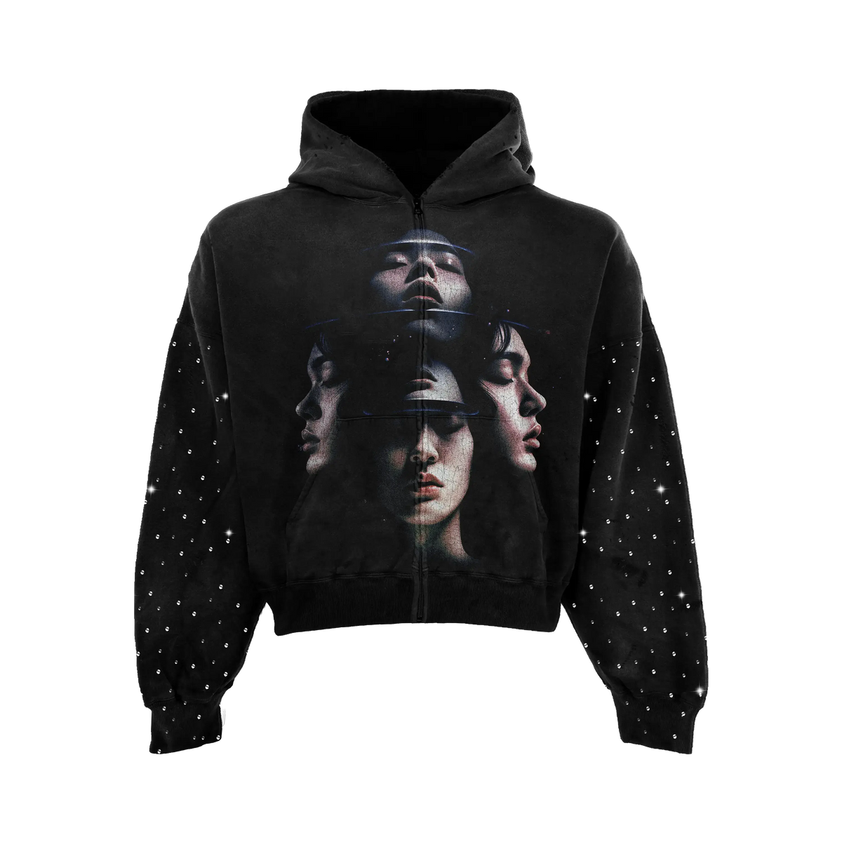 Minds Rhinestone Zip Up