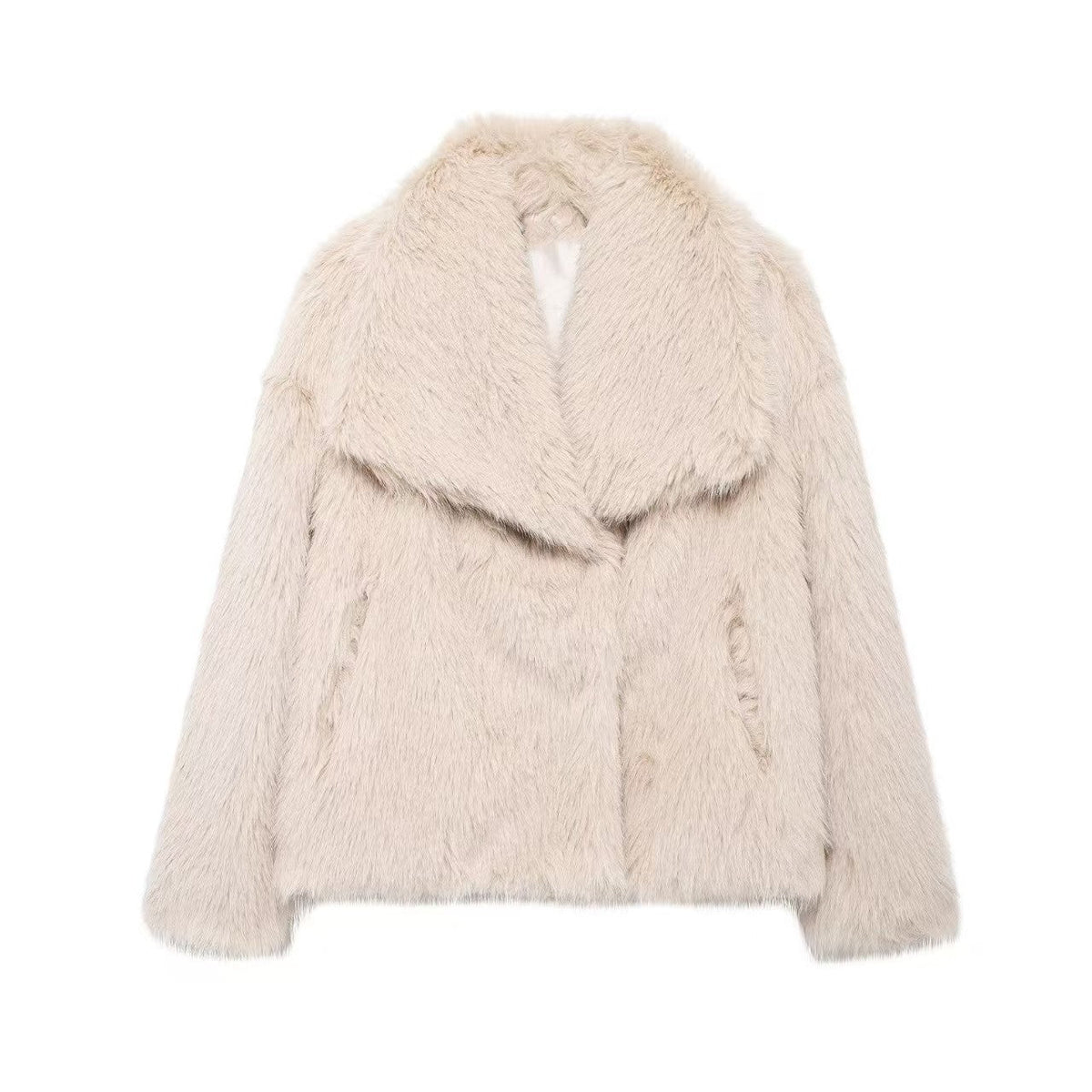 Oversized Faux Fur Coat with Large Lapel