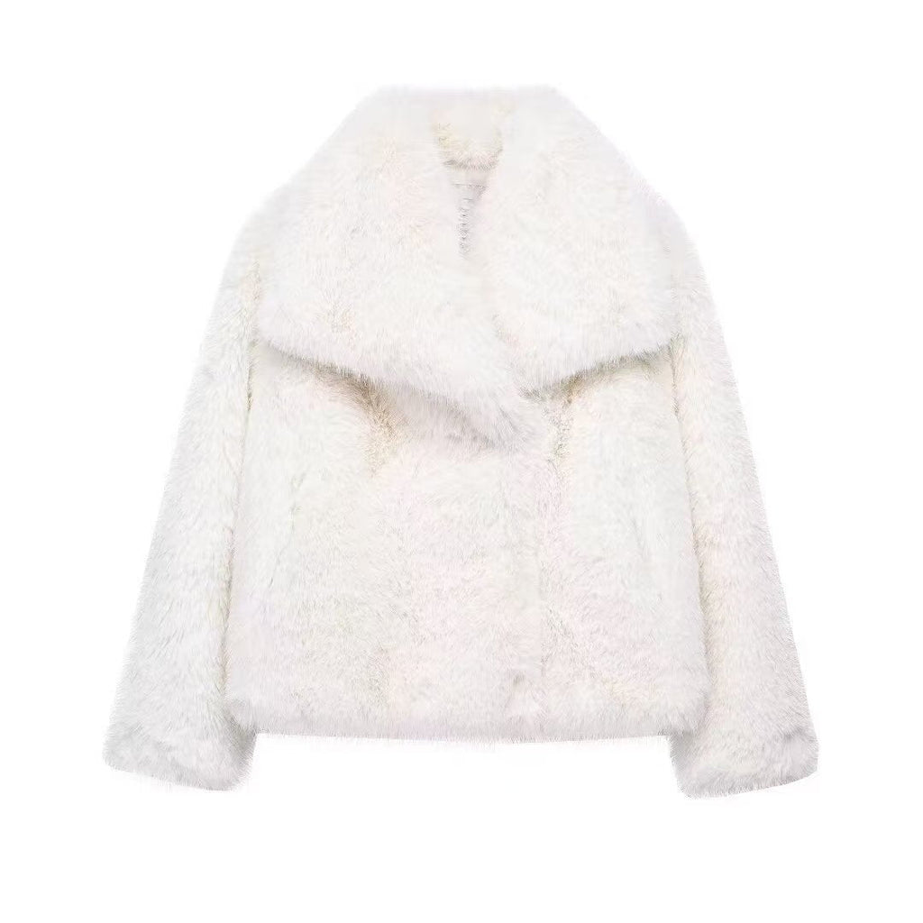 Oversized Faux Fur Coat with Large Lapel