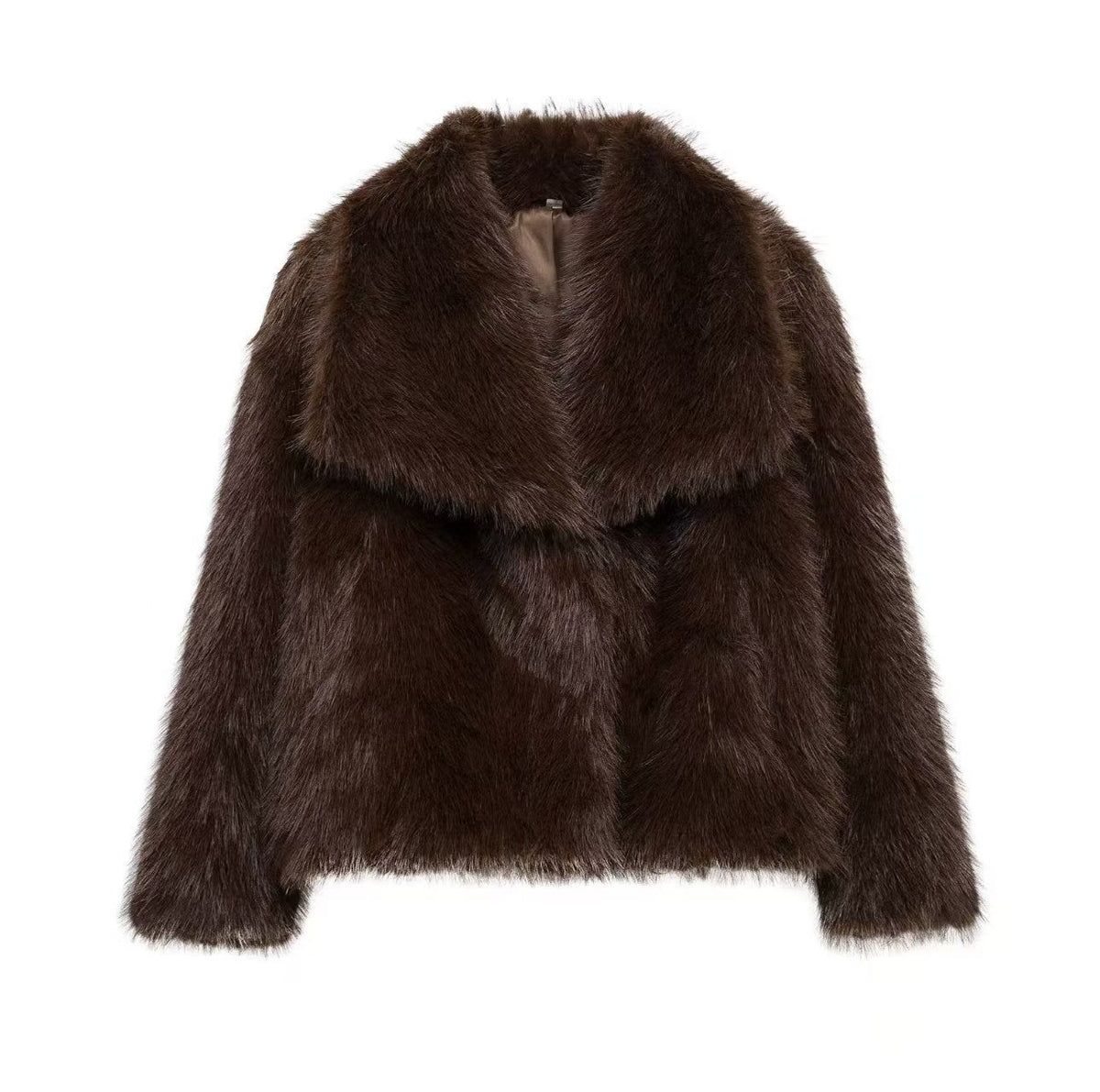 Oversized Faux Fur Coat with Large Lapel