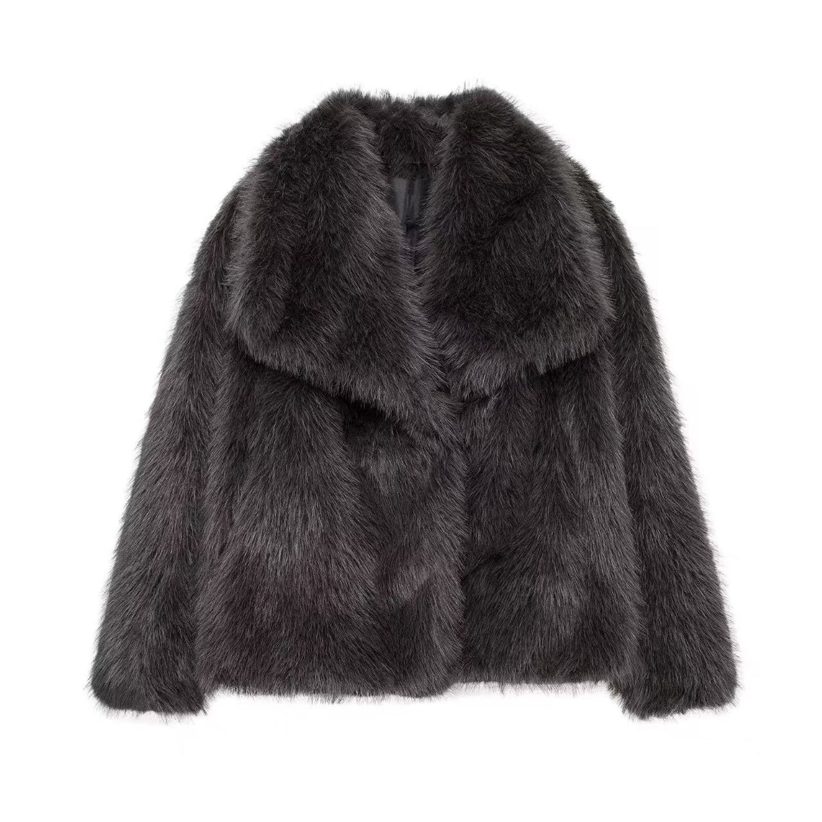 Oversized Faux Fur Coat with Large Lapel