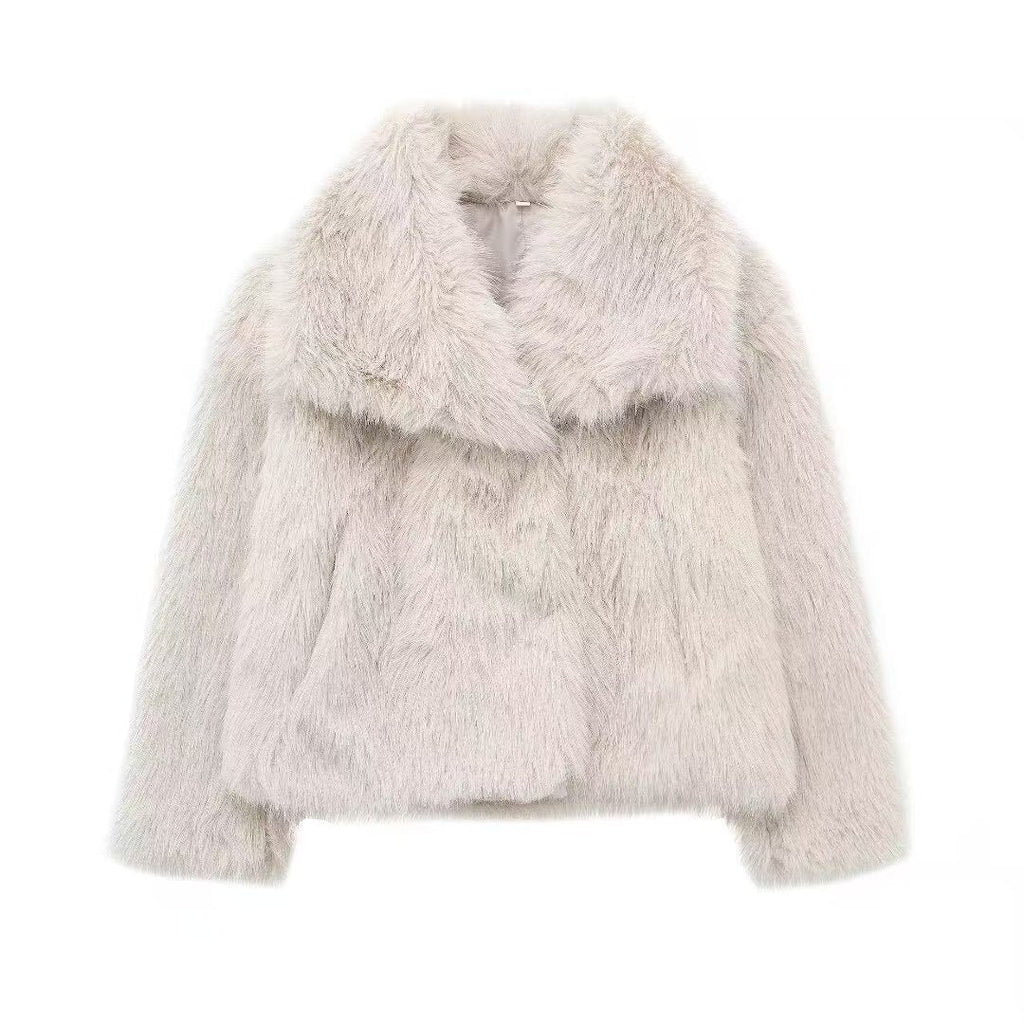 Oversized Faux Fur Coat with Large Lapel
