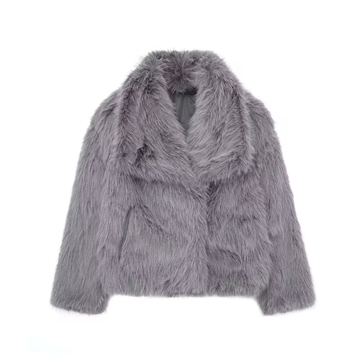 Oversized Faux Fur Coat with Large Lapel