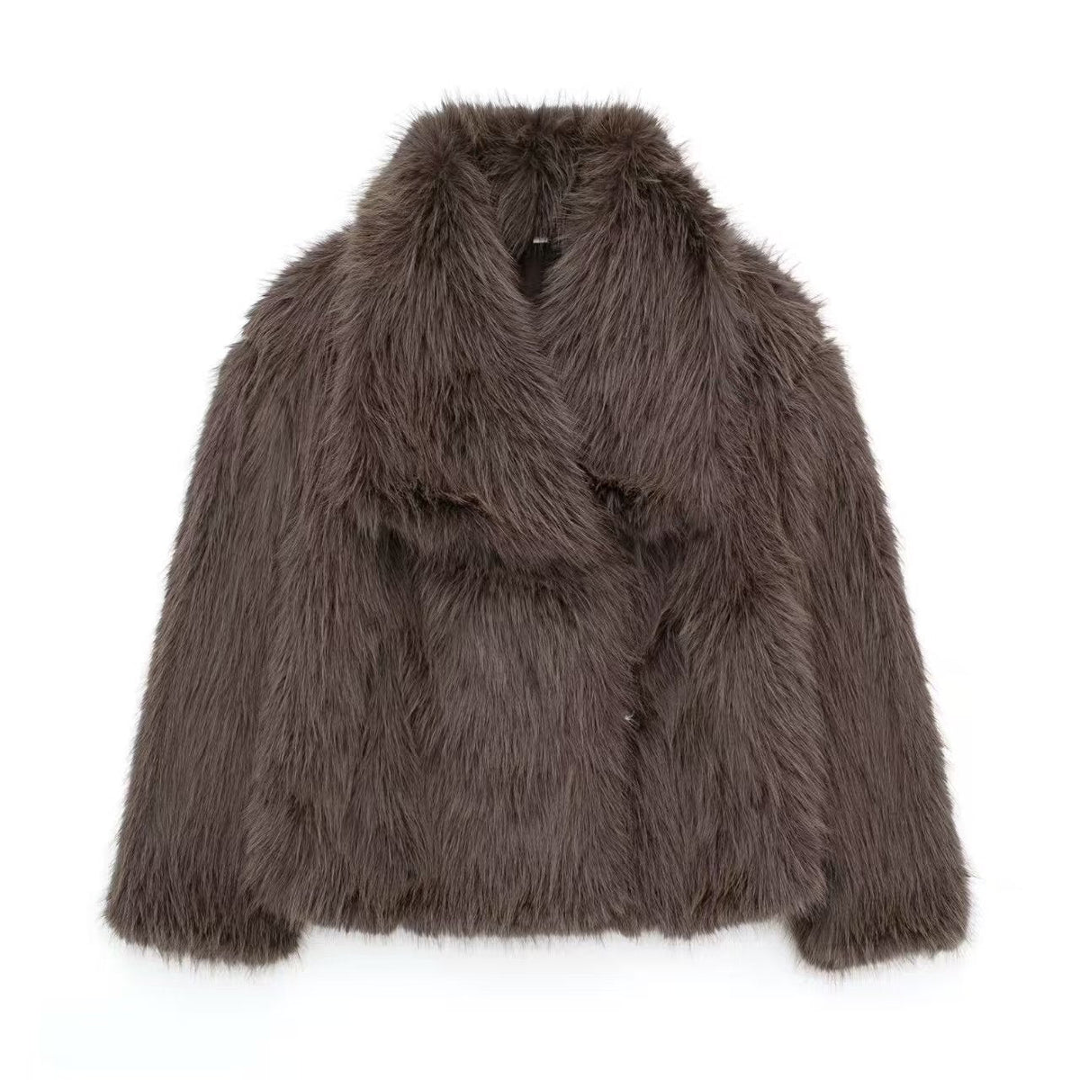 Oversized Faux Fur Coat with Large Lapel