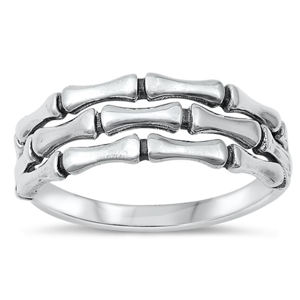 Triple Bone Goth Death Ring – Sterling Silver