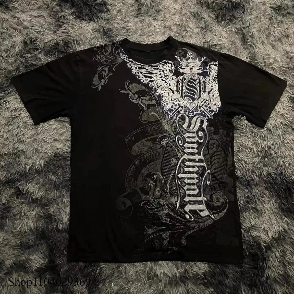 Oversized Gothic Graphic Tee – Women's