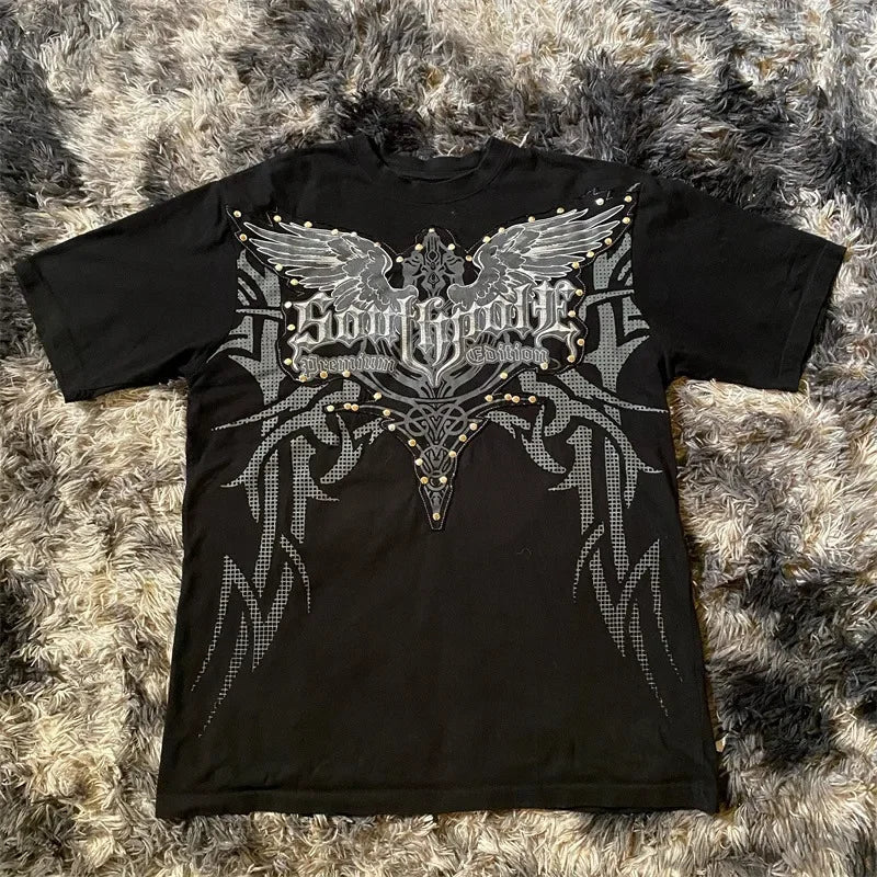 Oversized Gothic Graphic Tee – Women's