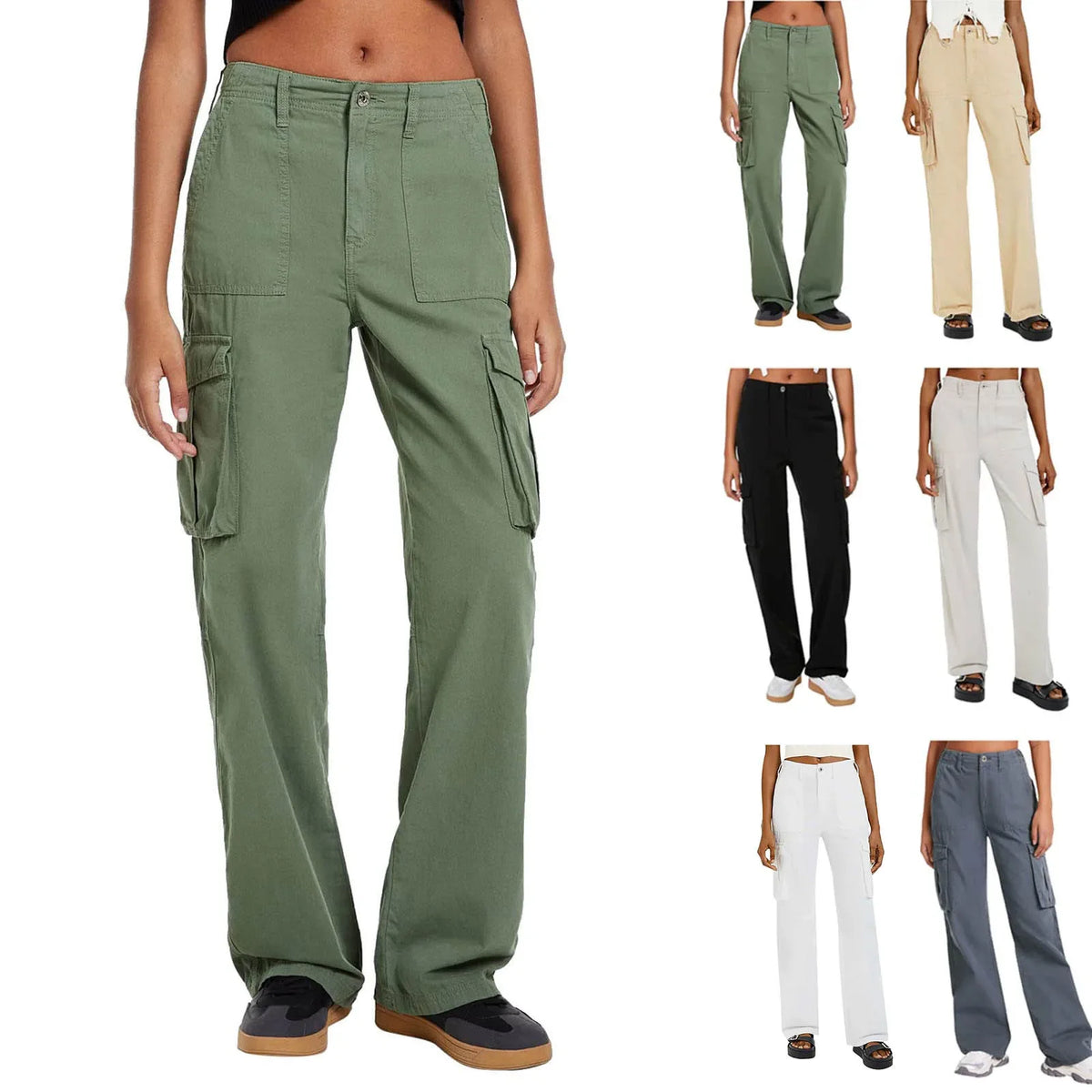 Baggy Wide-Leg Cargo Pants – Women's