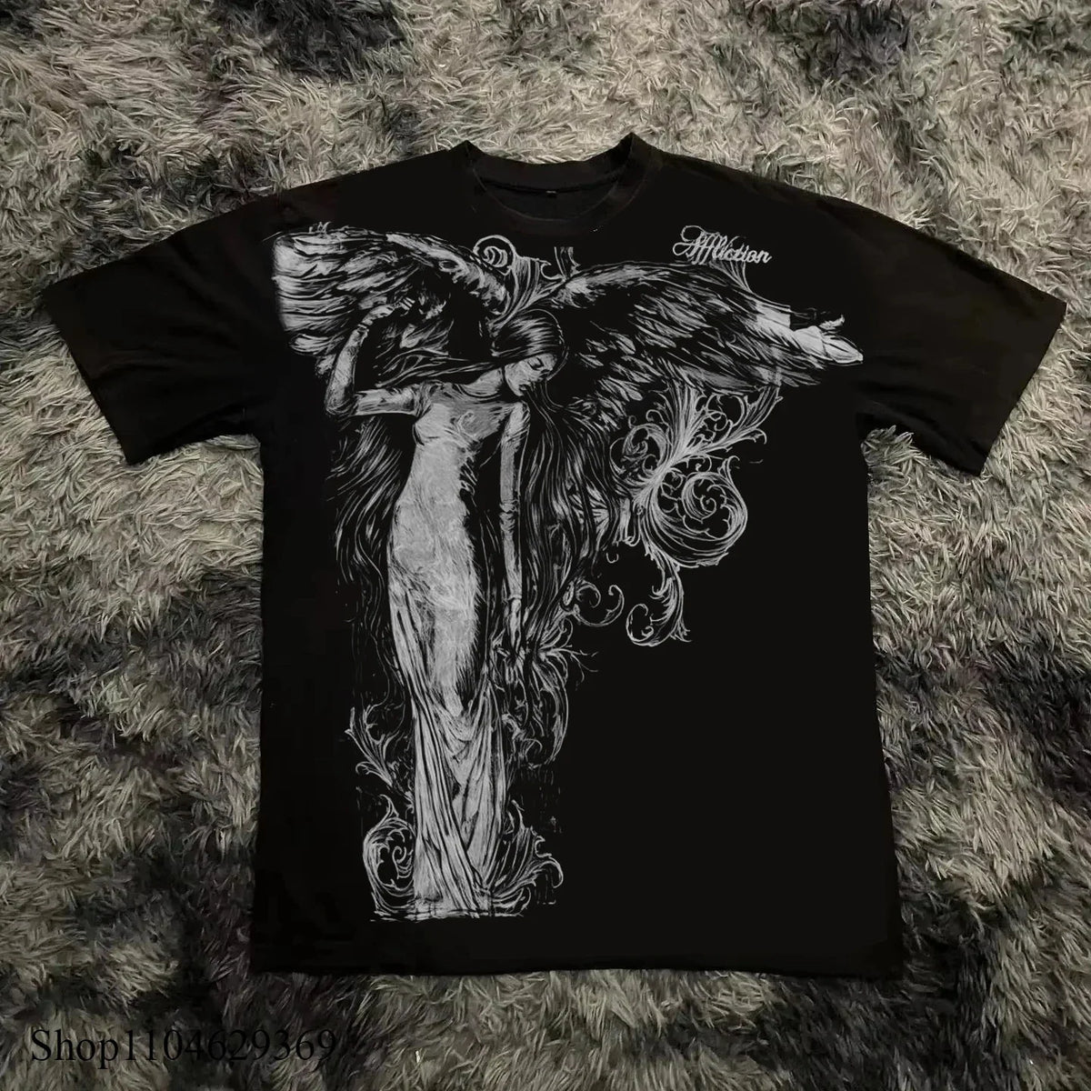 Oversized Gothic Graphic Tee – Women's