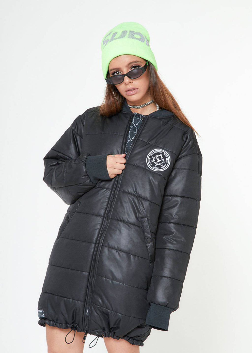 Konus Men's Reversible Long Bomber Jacket in Black
