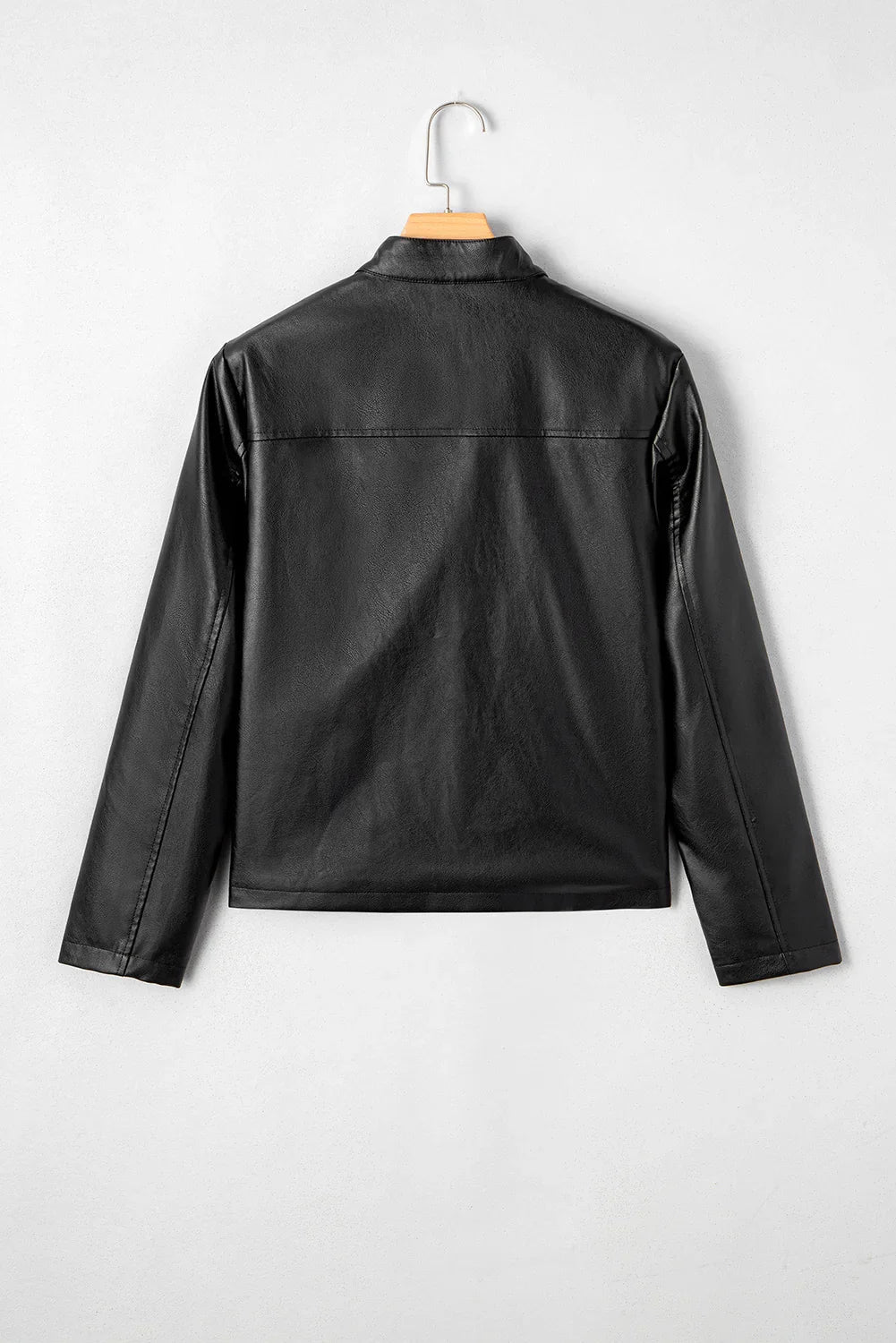 Black Faux Leather Boxy Jacket