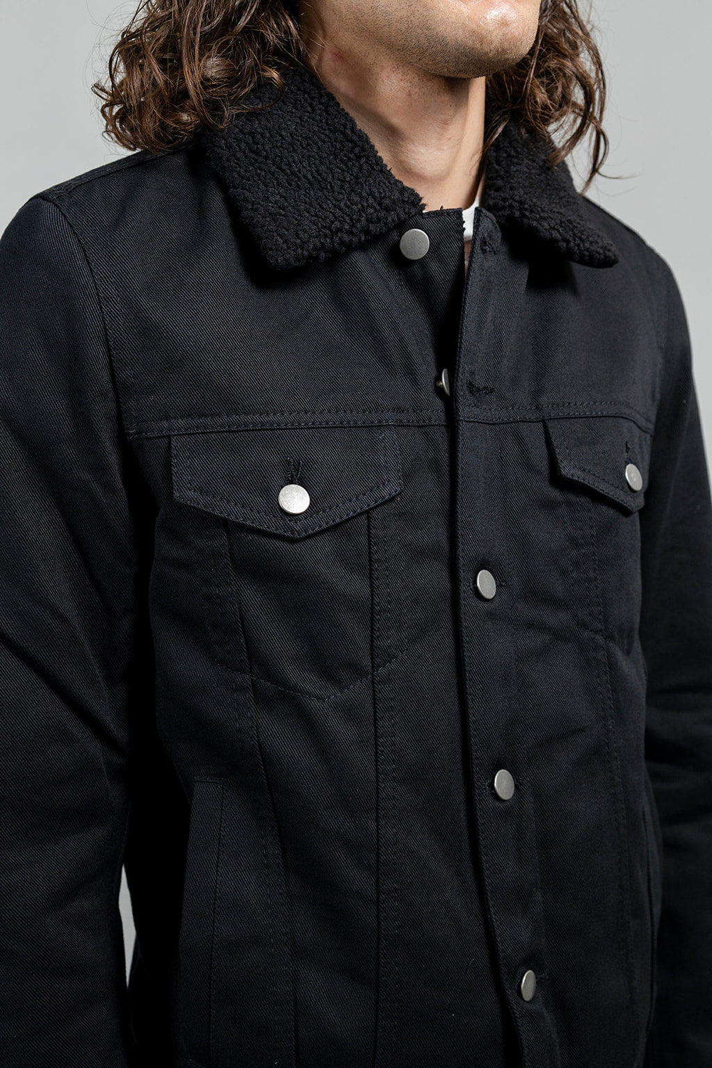 Cain Men's Faux Shearling Twill Trucker Jacket