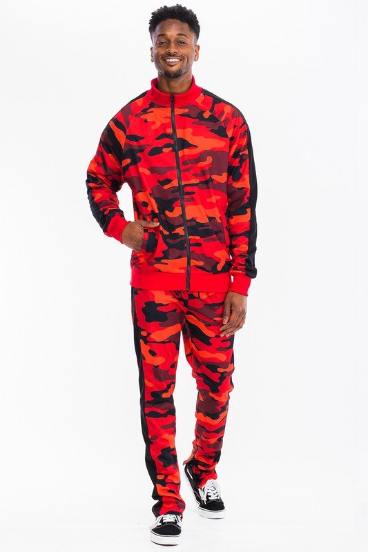 Men’s Camo Zip Jacket & Jogger Tracksuit Set