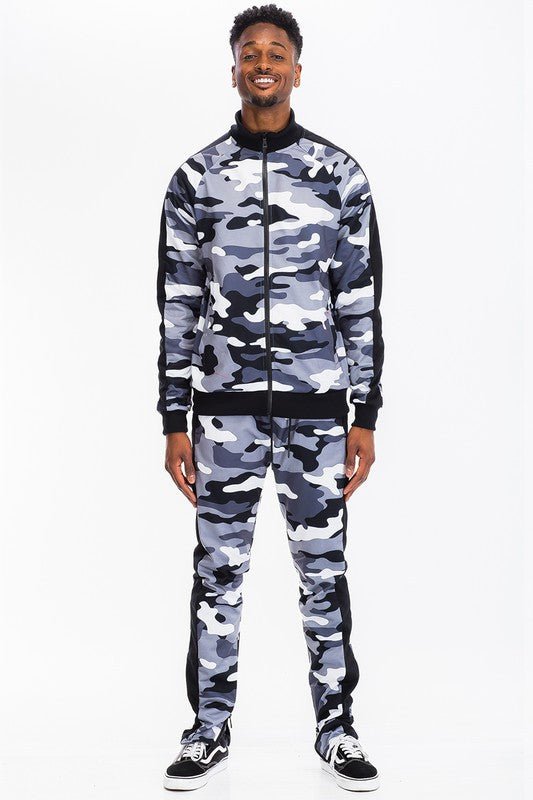 Men’s Camo Zip Jacket & Jogger Tracksuit Set