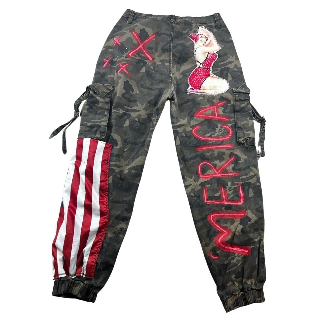 Camo Chaos | Hand-Painted Patchwork Cargo Pants