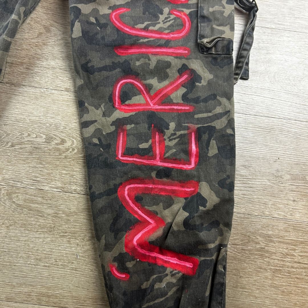 Camo Chaos | Hand-Painted Patchwork Cargo Pants