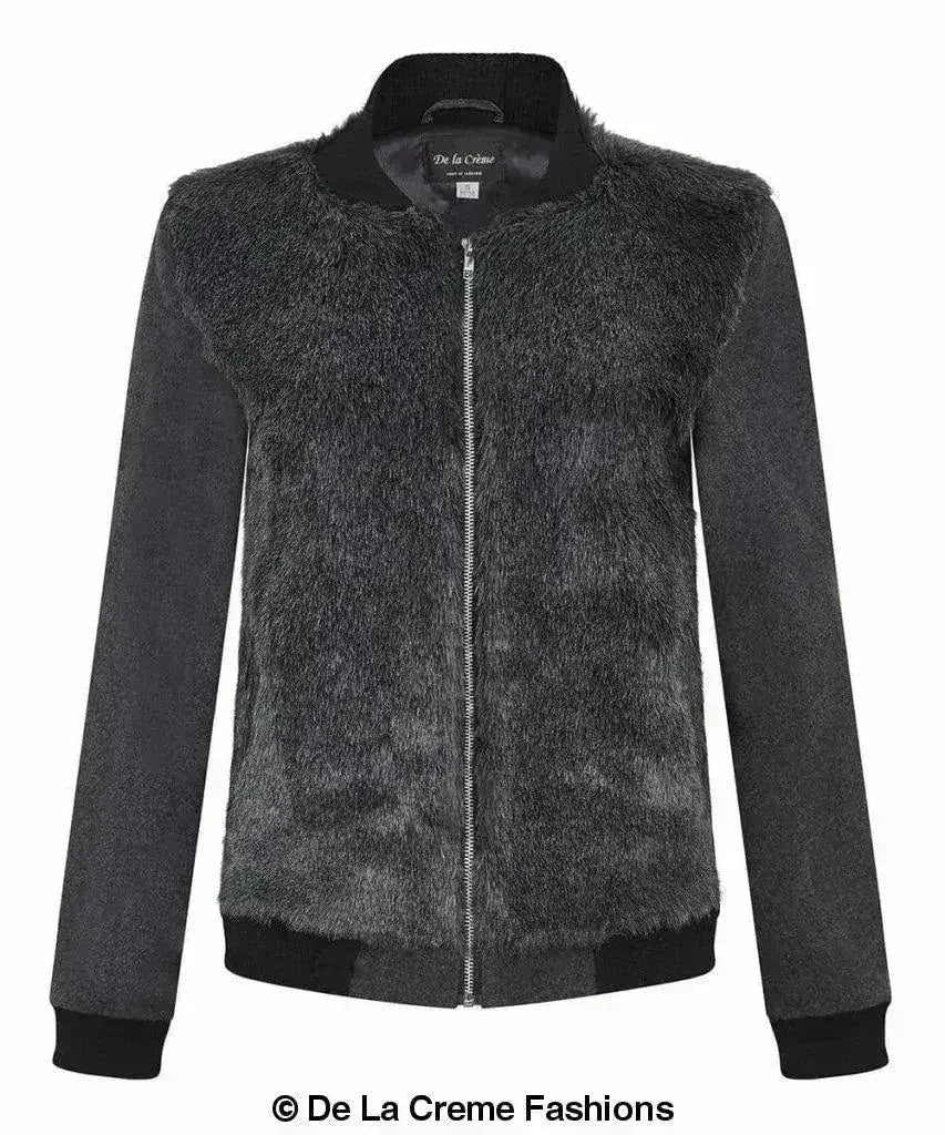 Faux Fur Varsity Bomber Jacket – Women's