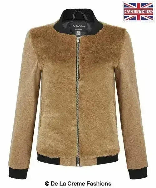 Faux Fur Varsity Bomber Jacket – Women's