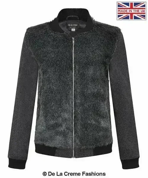 Faux Fur Varsity Bomber Jacket – Women's