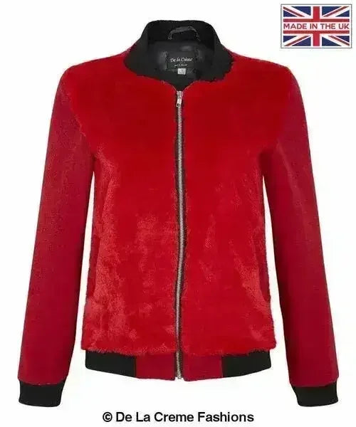 Faux Fur Varsity Bomber Jacket – Women's