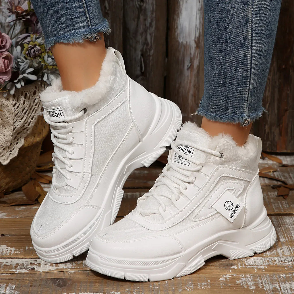 High-Top Platform Chunky Sneaker Boots with Lace-Up