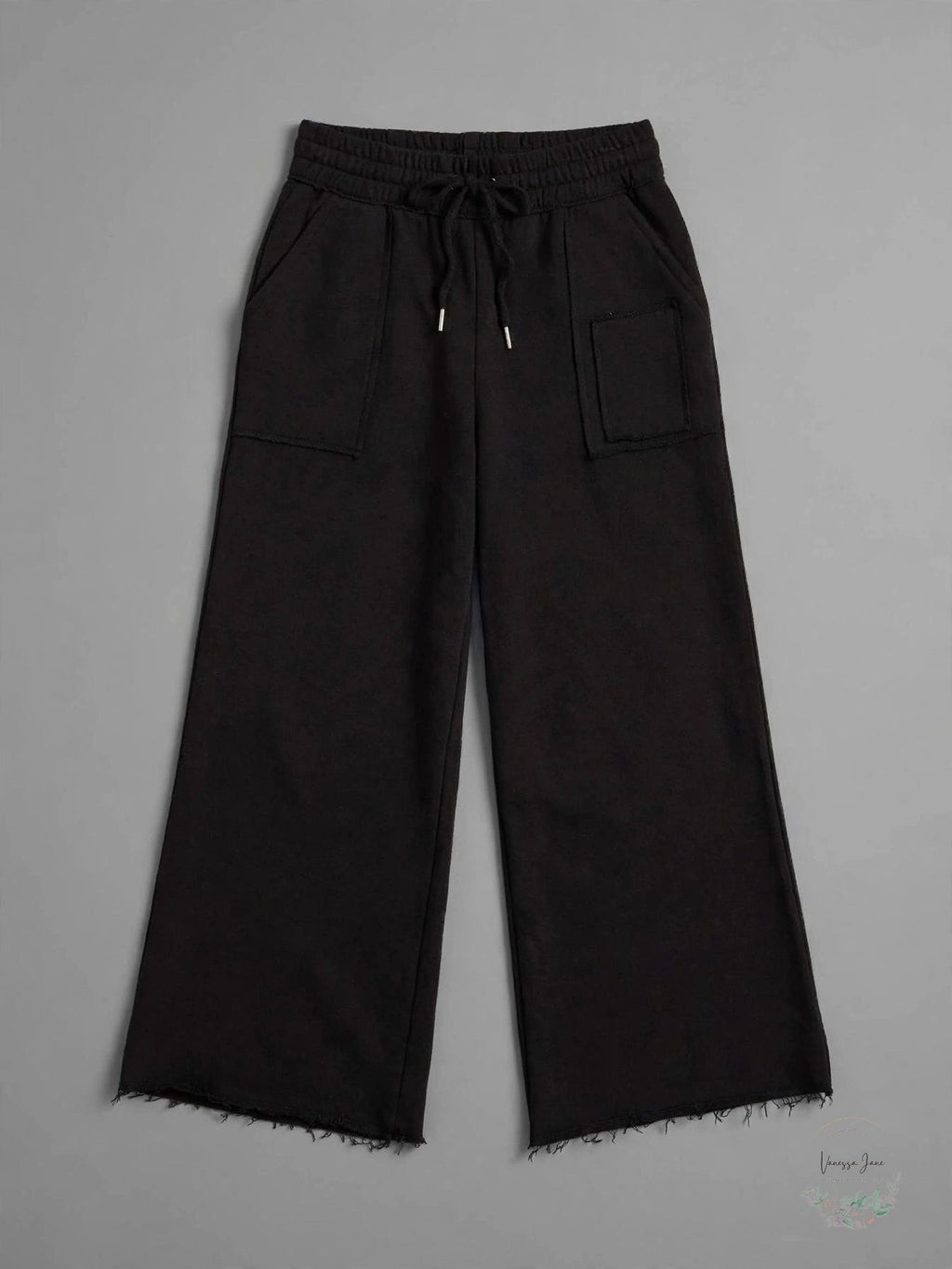Ideology Womens Black Cropped Wide-Leg Sweatpants