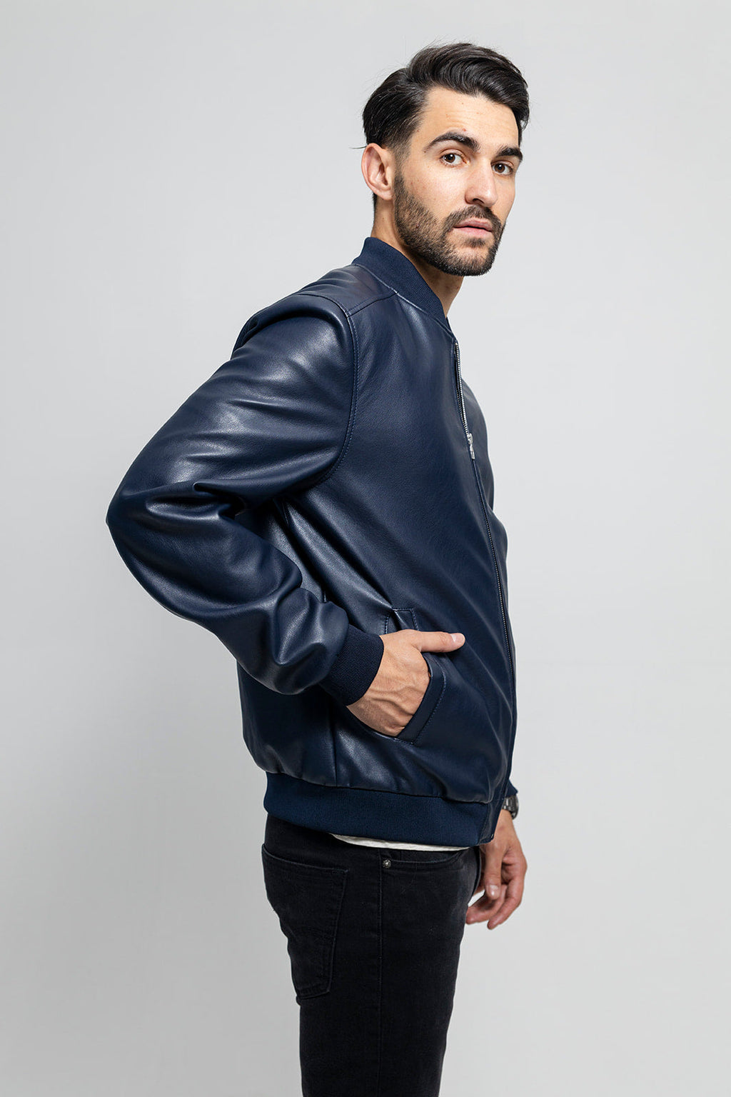 Vegan Leather Bomber Jacket