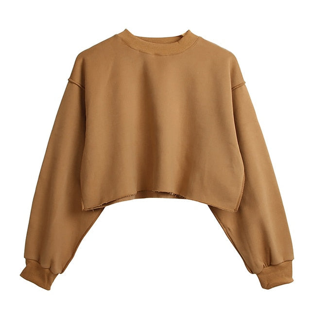 Thick Cotton Crop Pullover – Women's