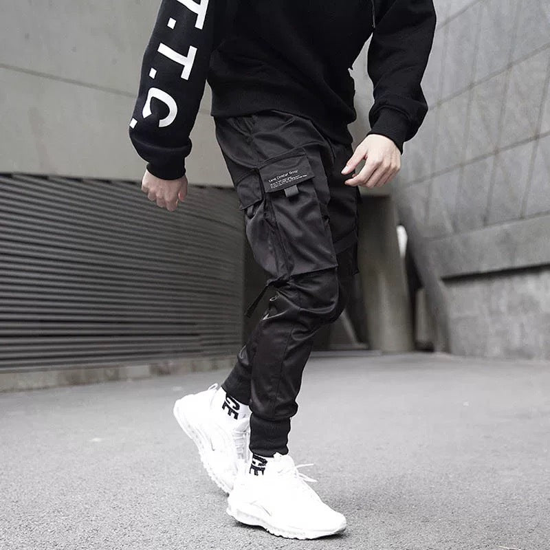 Techwear Strap Joggers – Matte Black
