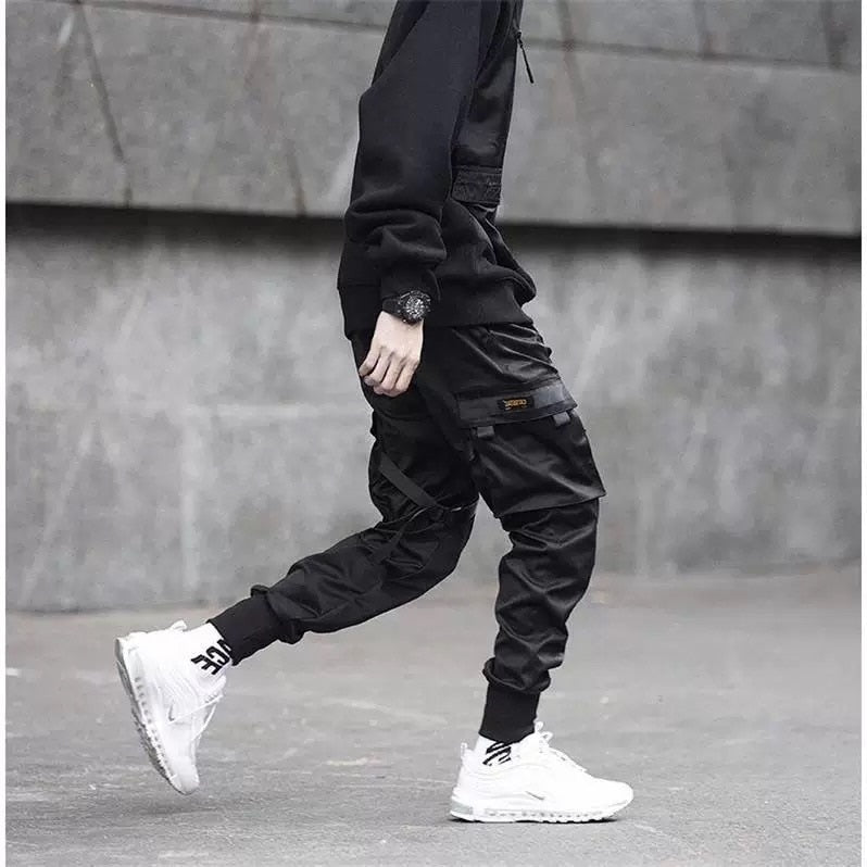 Techwear Strap Joggers – Matte Black