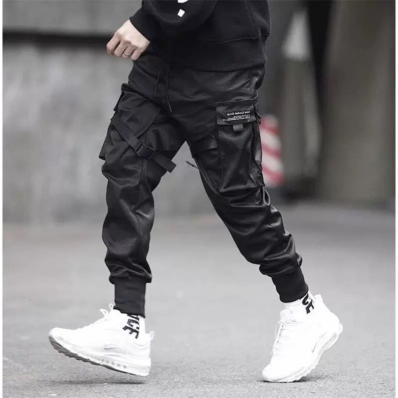 Techwear Strap Joggers – Matte Black